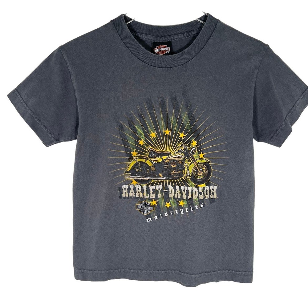 Harley Davidson Youth Motorcycle Graphic T-shirt Size S Gray Short Sleeve